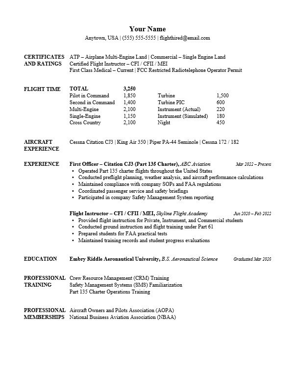 FlightHired Resume Template V1