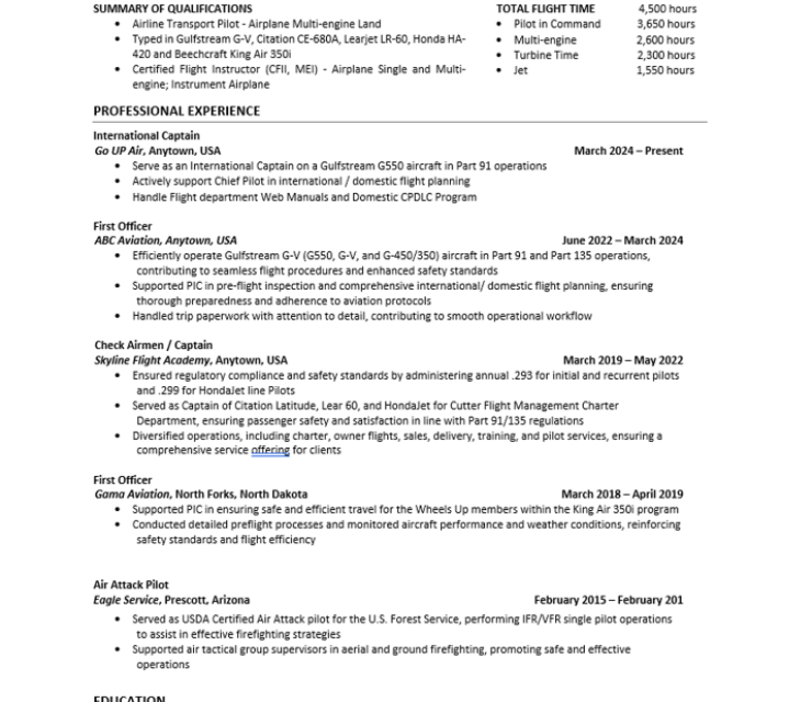FlightHired Resume Template V4
