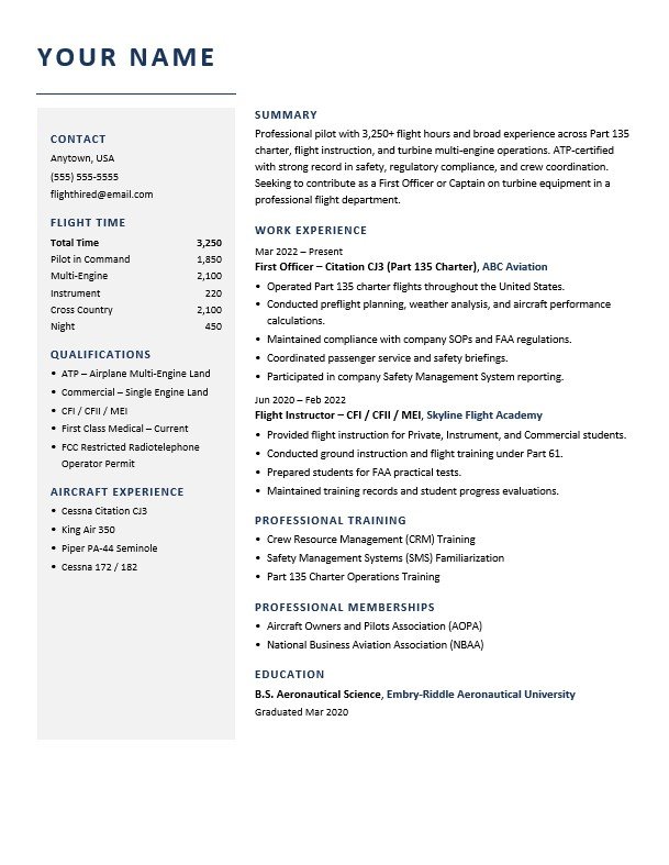 FlightHired Resume Template V6